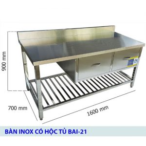 Bàn Bếp Inox Có 2 Hộc Tủ BAI-21