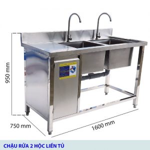 Chậu Rửa 2 Hộc Liền Tủ Inox 304 CR-31
