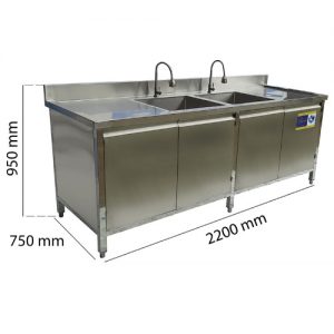 Tủ Inox Có 2 Bồn Rửa Dài 2 Mét 2 TUI-16