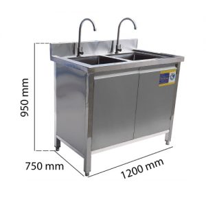 Tủ Inox Có Gắn 2 Chậu Rửa TUI-15