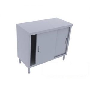 Tủ Inox Cửa Lùa Có Kệ Giữa