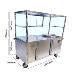 Xe Bán Hủ Tiếu Phở Inox Tích Hợp Nồi Nấu Nước Lèo Bằng Điện 60L XBP-02