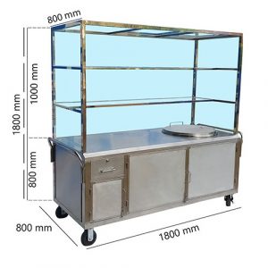 Xe Bán Hủ Tiếu Phở Inox Tích Hợp Nồi Nấu Nước Lèo Bằng Điện 100L